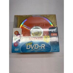 Maxell Color DVD-R 10 Pack 4.7GB 16x 120min Blank Recordable Media Slim Cases